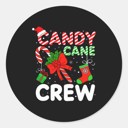 Candy Cane Crew Christmas Funny Xmas Matching Fami ラウンドシール (正面)