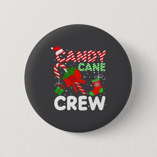 Candy Cane Crew Christmas Funny Xmas Matching Fami 缶バッジ (正面)