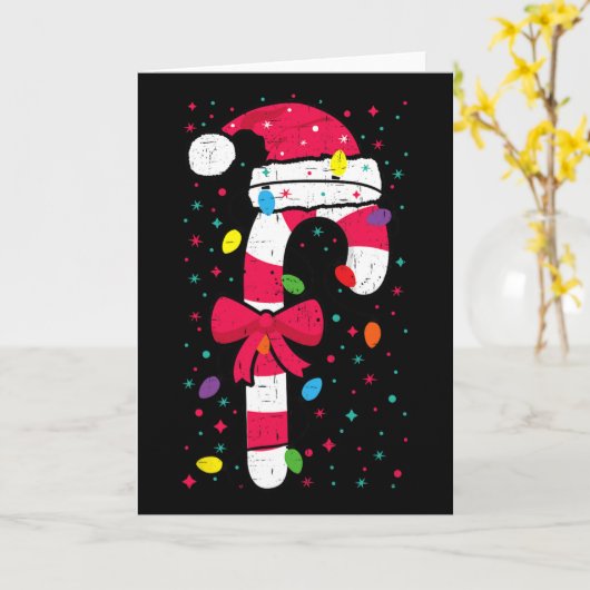 Candy Cane Crew Christmas Lights Family Matching X カード (黄色い花)