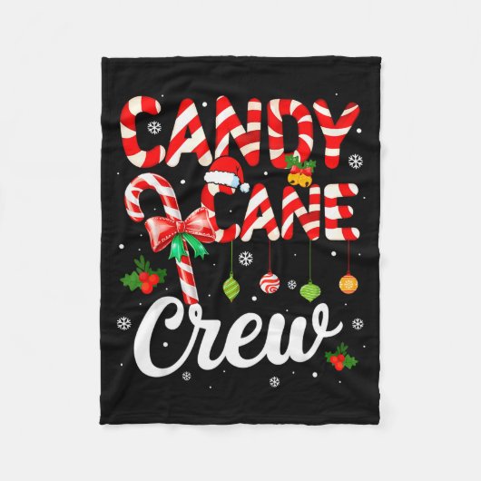 Candy Cane Crew Funny Christmas Holiday Family Men フリースブランケット (正面)