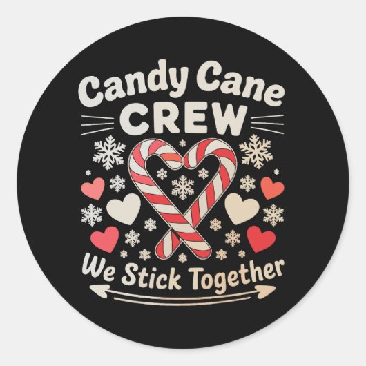 Candy Cane Crew Heart Holiday Matching Family Xmas ラウンドシール (正面)