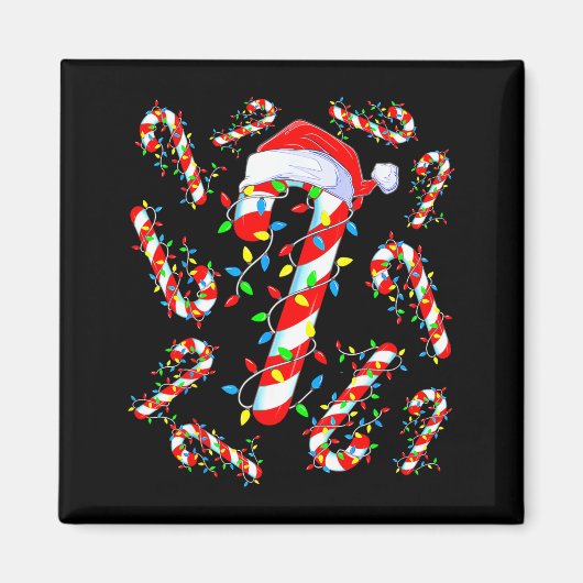 Candy Cane Crew Red And White Santa Funny Christma マグネット (正面)