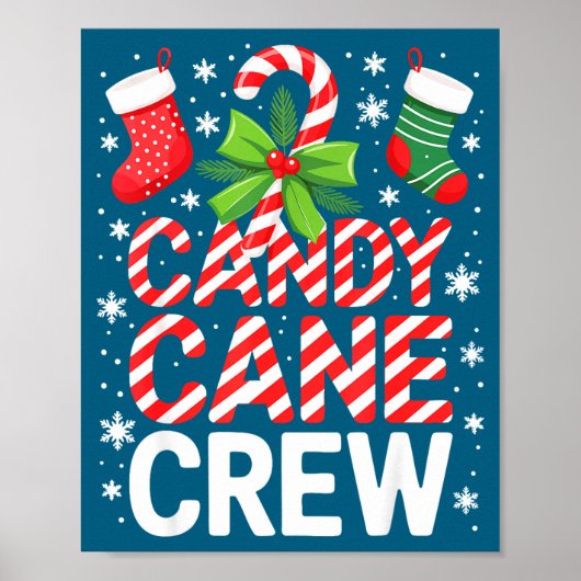 Candy Cane Crew Shirt Adult Men Women Kids Christm ポスター (正面)