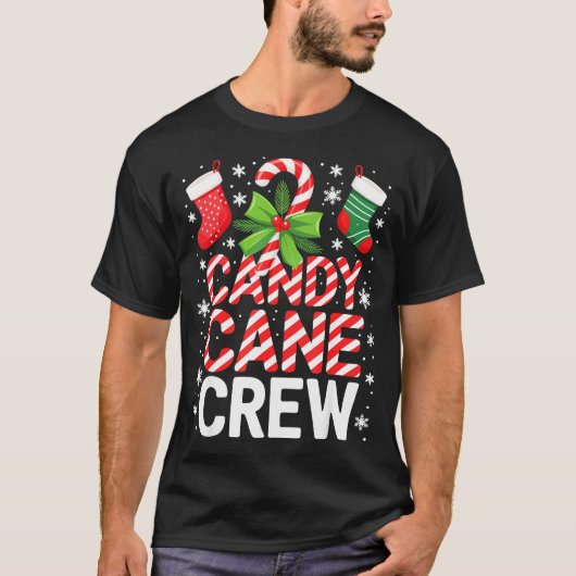 Candy Cane Crew Shirt Adult Men Women Kids Christm Tシャツ (正面)