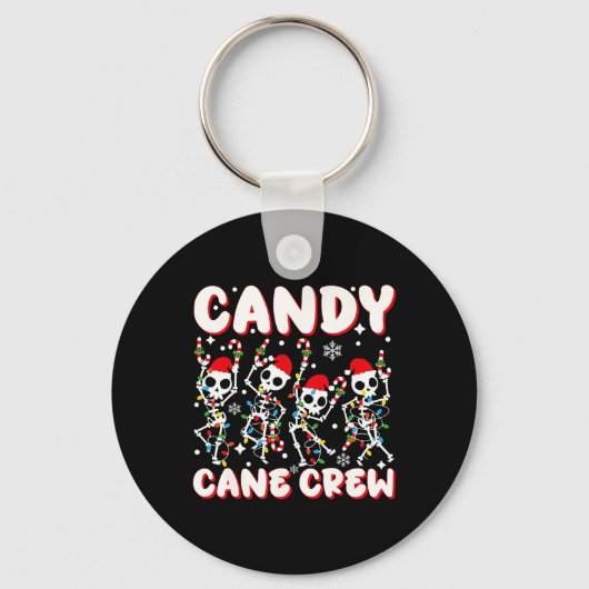 Candy Cane Crew Skeleton Christmas Candy Lover Xma キーホルダー (正面)