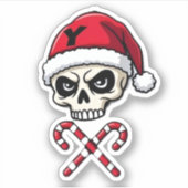 Candy Cane Crew Skull Christmas 2025 Funny Men Boy シール (正面)