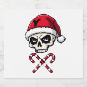 Candy Cane Crew Skull Christmas 2025 Funny Men Boy スパークリングワインラベル (シングルラベル)