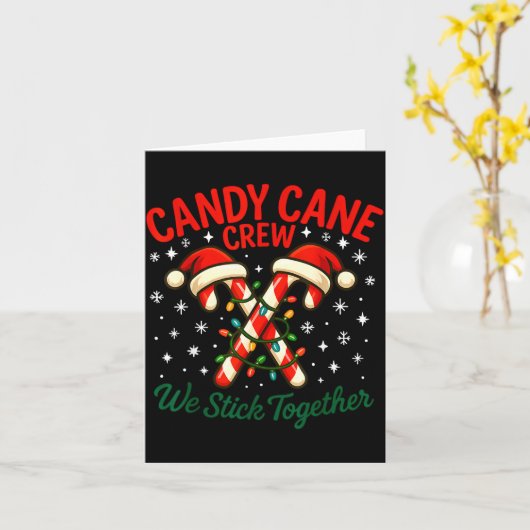 Candy Cane Crew We Stick Together Christmas Costum カード (黄色い花)