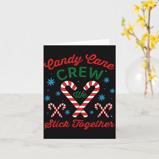 Candy Cane Crew We Stick Together Christmas Costum カード (黄色い花)