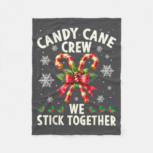 Candy Cane Crew We Stick Together Christmas Costum フリースブランケット (正面)