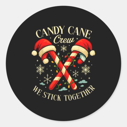 Candy Cane Crew We Stick Together Christmas Costum ラウンドシール (正面)