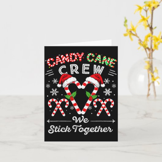 Candy Cane Crew We Stick Together Christmas Xmas M カード (黄色い花)
