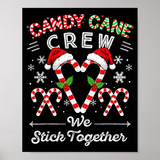 Candy Cane Crew We Stick Together Christmas Xmas M ポスター (正面)