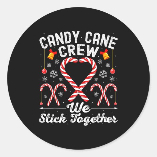 Candy Cane Crew We Stick Together Family Matching  ラウンドシール (正面)
