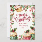 Candy Cane Cupcake Christmas シーズンカード (正面)