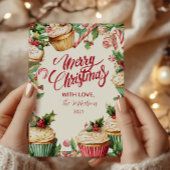 Candy Cane Cupcake Christmas シーズンカード