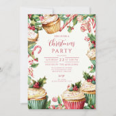Candy Cane Cupcake Christmas 招待状 (正面)