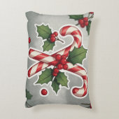 Candy Cane Duo With Holly And Berries アクセントクッション (裏面(縦))