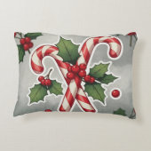 Candy Cane Duo With Holly And Berries アクセントクッション (裏面)