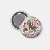 Candy Cane Duo With Holly And Berries マグネット (正面/裏面)