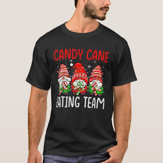 Candy Cane Eating Team Christmas Three Gnomes Love Tシャツ (正面)