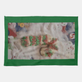 Candy Cane Hand Towel on Green キッチンタオル (横)