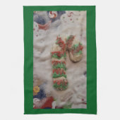 Candy Cane Hand Towel on Green キッチンタオル (縦)