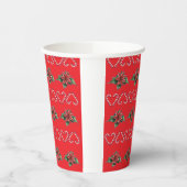Candy Cane Heart and Holly Pattern – Festive Chris 紙コップ (左)