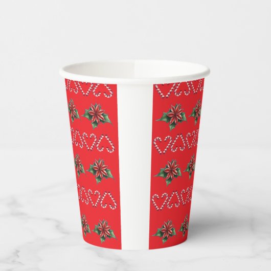 Candy Cane Heart and Holly Pattern – Festive Chris 紙コップ (左)