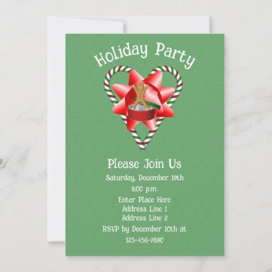 Candy Cane Heart Christmas Holiday  招待状 (正面)