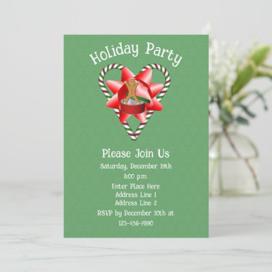 Candy Cane Heart Christmas Holiday  招待状 (スタンド正面)