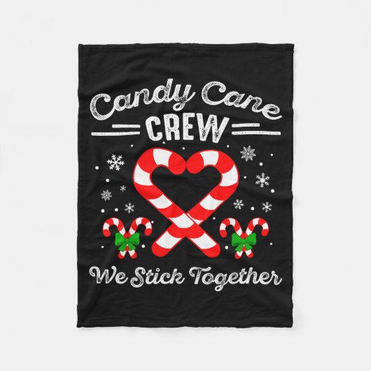 Candy Cane Heart Crew We Stick Together Matching P フリースブランケット (正面)