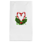 Candy Cane Heart Festive Christmas Holidays スモールペーパーバッグ (正面)