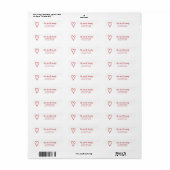 Candy Cane Heart Illustration Return Address Label ラベル (フルシート)