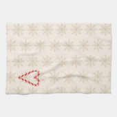 Candy Cane Heart Illustration Snowflake Pattern キッチンタオル (横)