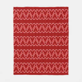 Candy Cane Heart Stripes on Red – Christmas フリースブランケット