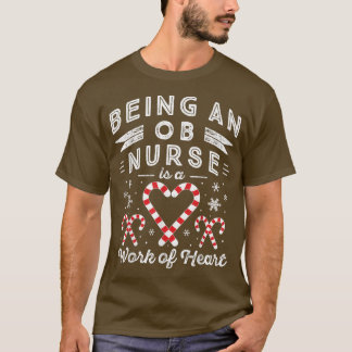 Candy Cane HeartMen & Women Obstetrics OB Nurse Ch Tシャツ