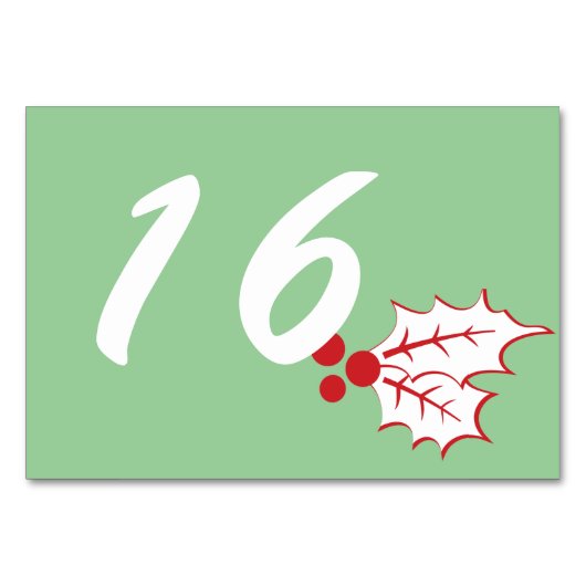 Candy Cane Holly | Custom Table Number Card 3 x 5 テーブルナンバー (正面)