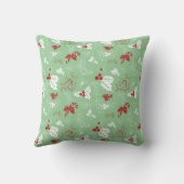 Candy Cane Holly | Green Christmas Throw Pillow クッション (裏面)
