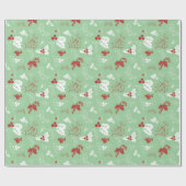 Candy Cane Holly | Green Christmas Wrapping Paper ラッピングペーパー (フラット)