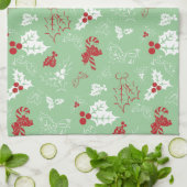 Candy Cane Holly | Holiday Kitchen Towel キッチンタオル (折り畳み)