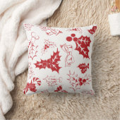 Candy Cane Holly | White Christmas Throw Pillow クッション (ブランケット)