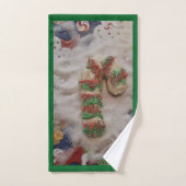 Candy Cane Kitchen Hand Towel on Green ハンドタオル (ハンドタオル)