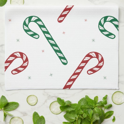 Candy Cane Kitchen Towel キッチンタオル (折り畳み)