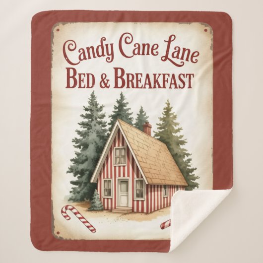 Candy Cane Lane Bed & Breakfast Sherpa Blanket  シェルパブランケット (正面)