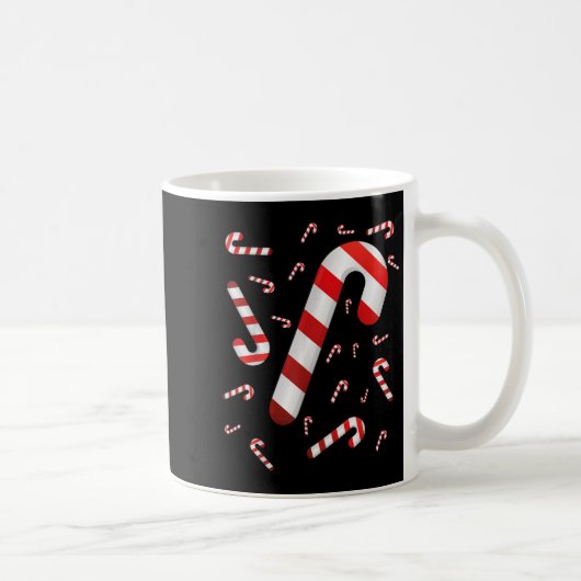 Candy Cane Merry And Bright Red And White Candy Co コーヒーマグカップ (右)