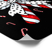 Candy Cane Merry And Bright Red And White Candy Co ポスター (角)