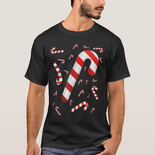 Candy Cane Merry And Bright Red And White Candy Co Tシャツ (正面)