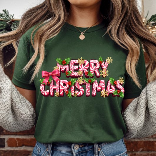 Candy Cane Merry Christmas T-Shirt | Sweet T-Shirt トライブレンドＴシャツ