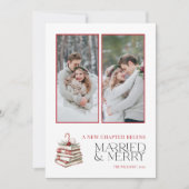 Candy Cane Merry & Married 2 Photo Newlywed シーズンカード (正面)